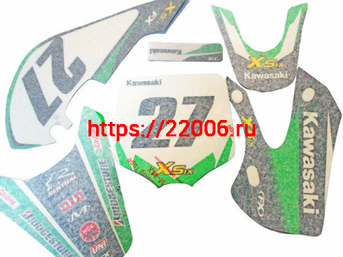 Комплект наклеек на кроссовый мотоцикл KLX Kawasaki Комплект наклеек на кроссовый мотоцикл KLX Kawasaki